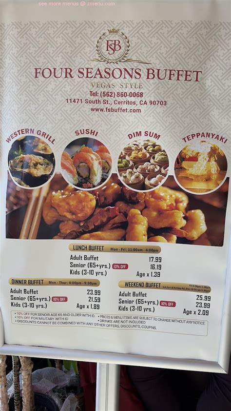 4 seasons buffet menu.